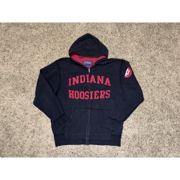 CHAMPS INDIANA HOOSIERS Full Zip DISTRESSED Hoodie Sweatshirt MED READ - Picture 1 of 10
